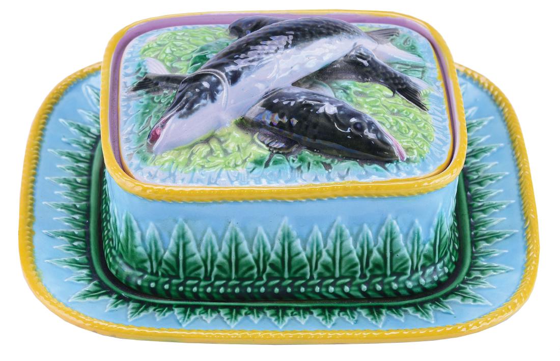 George Jones Majolica Three Piece Acanthus Sardine (1 of 1)
