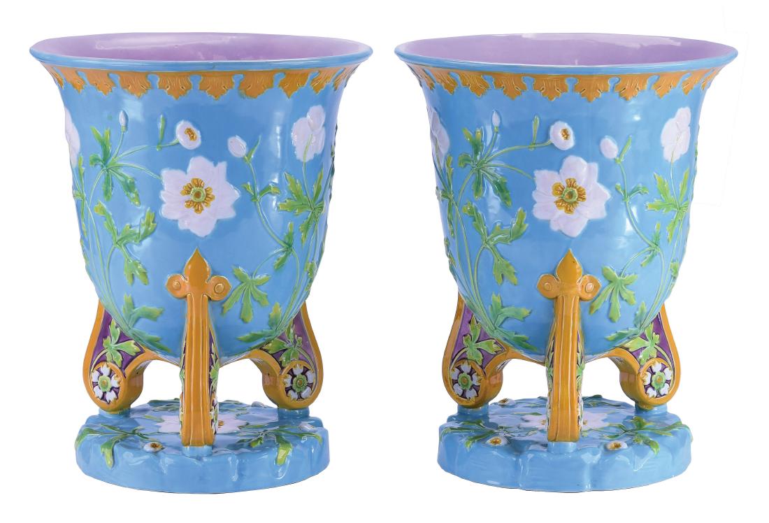 Pair of Minton Majolica Bell Jardinieres c.1860 (1 of 1)