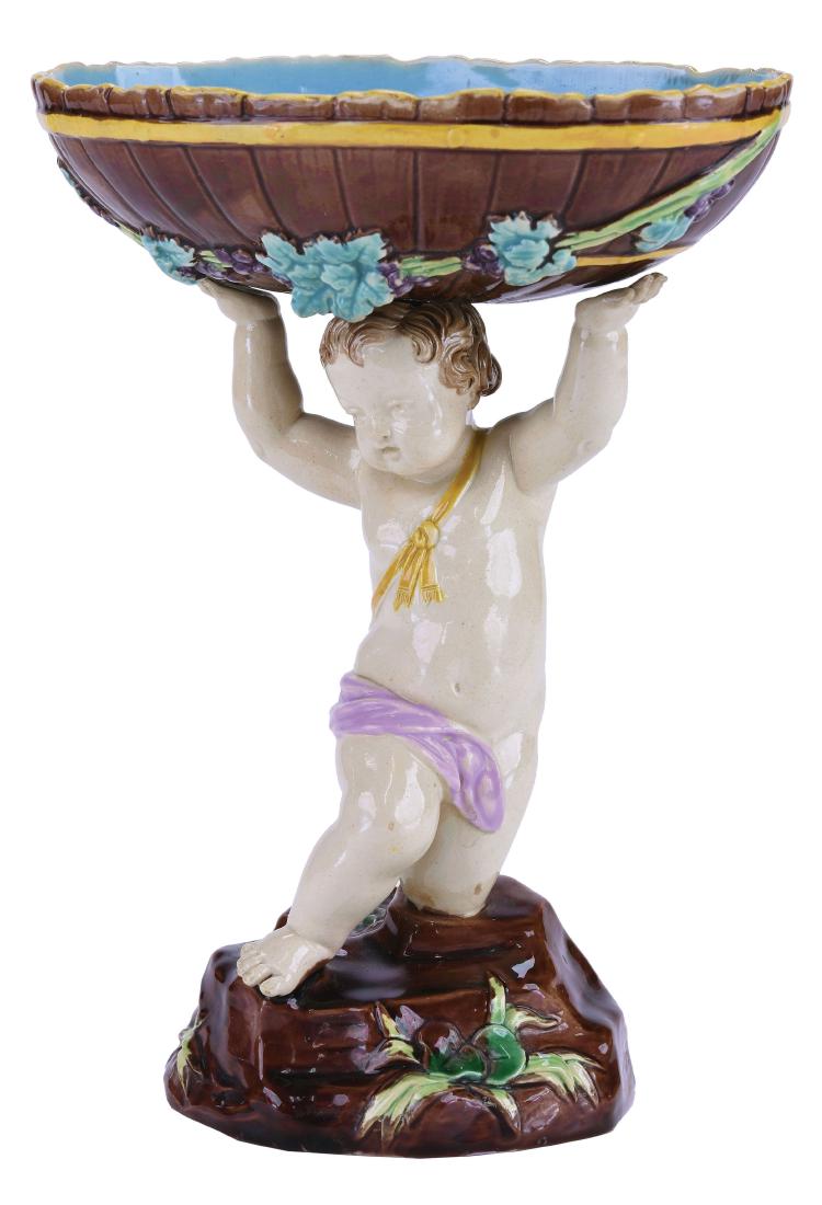 George Jones Majolica Putti Bon Bon Dish c.1875 (1 of 1)