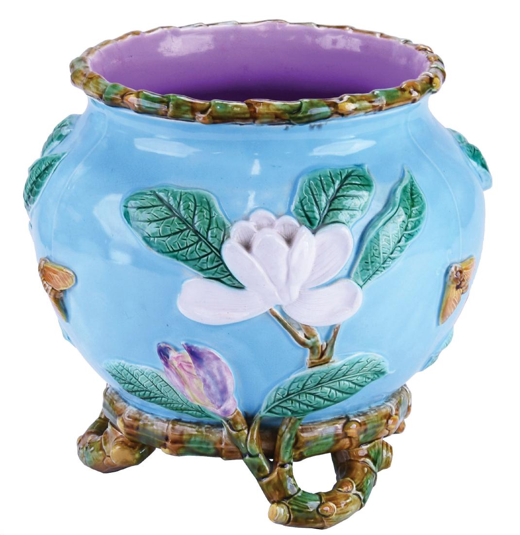 George Jones Majolica Magnolia Cachepot c. 1875, (1 of 1)