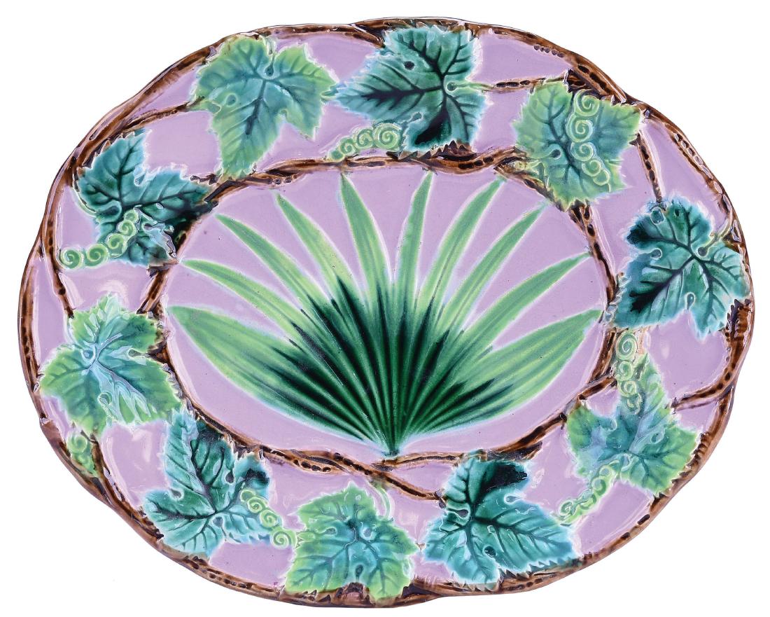 Very Rare George Jones Majolica Palm Dessert Plate (1 of 1)
