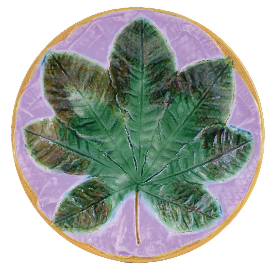 George Jones Majolica Chestnut Dessert Plate (1 of 1)