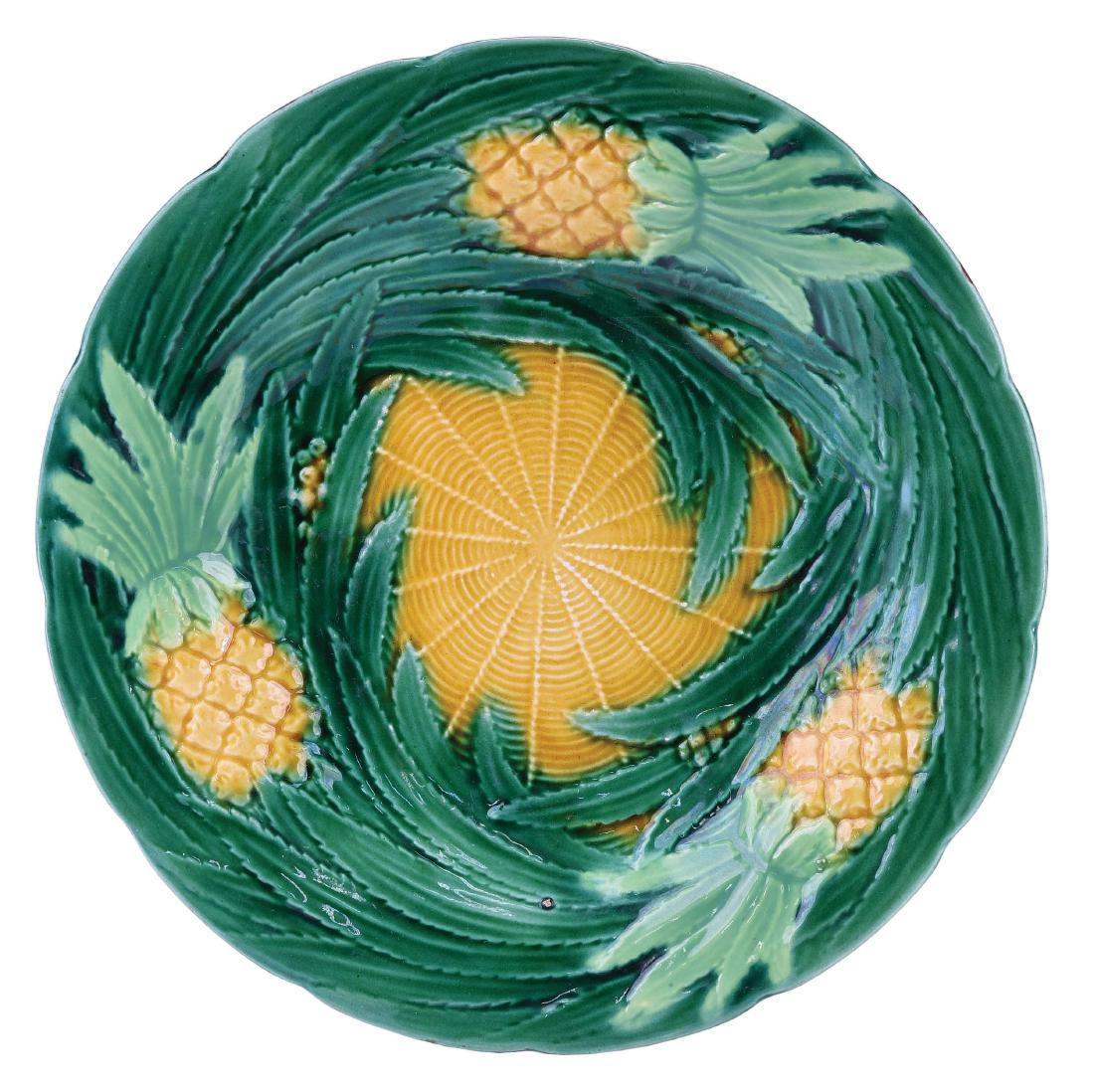 George Jones Majolica Pineapple Dessert Plate (1 of 1)