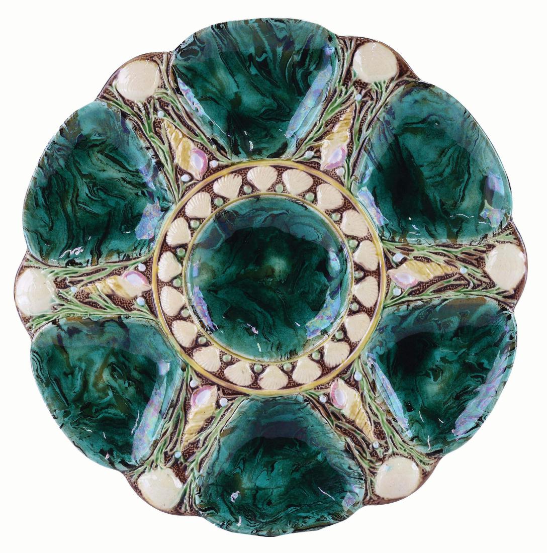 Minton Majolica Six Well Mottled Oyster Plate (1 of 1)
