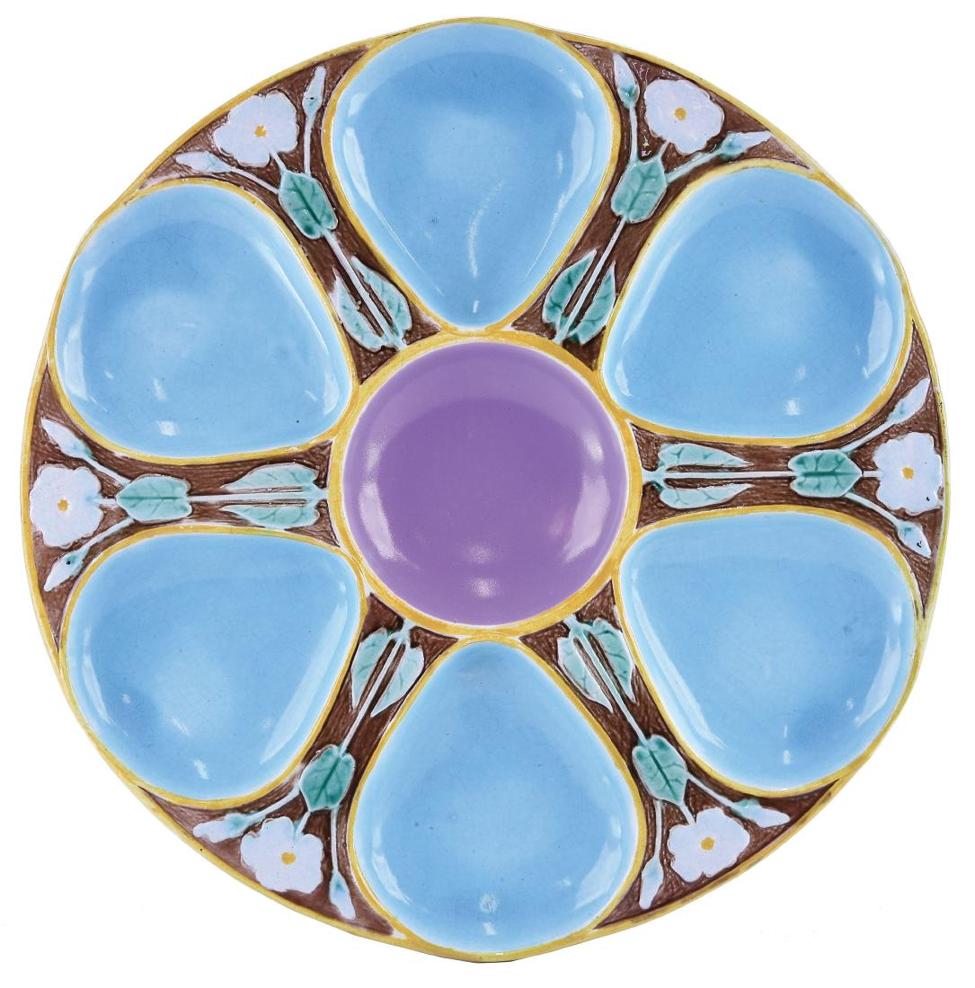 Holdcroft Majolica Six Well Oyster Plate c.1875, (1 of 1)