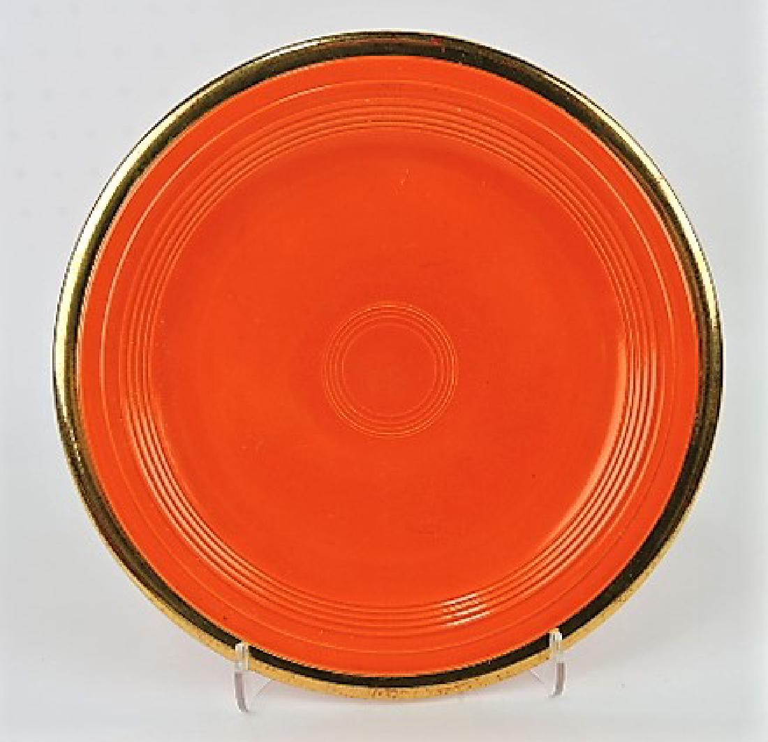 RARE Fiesta 10" plate, red with gold trim, (1 of 2)