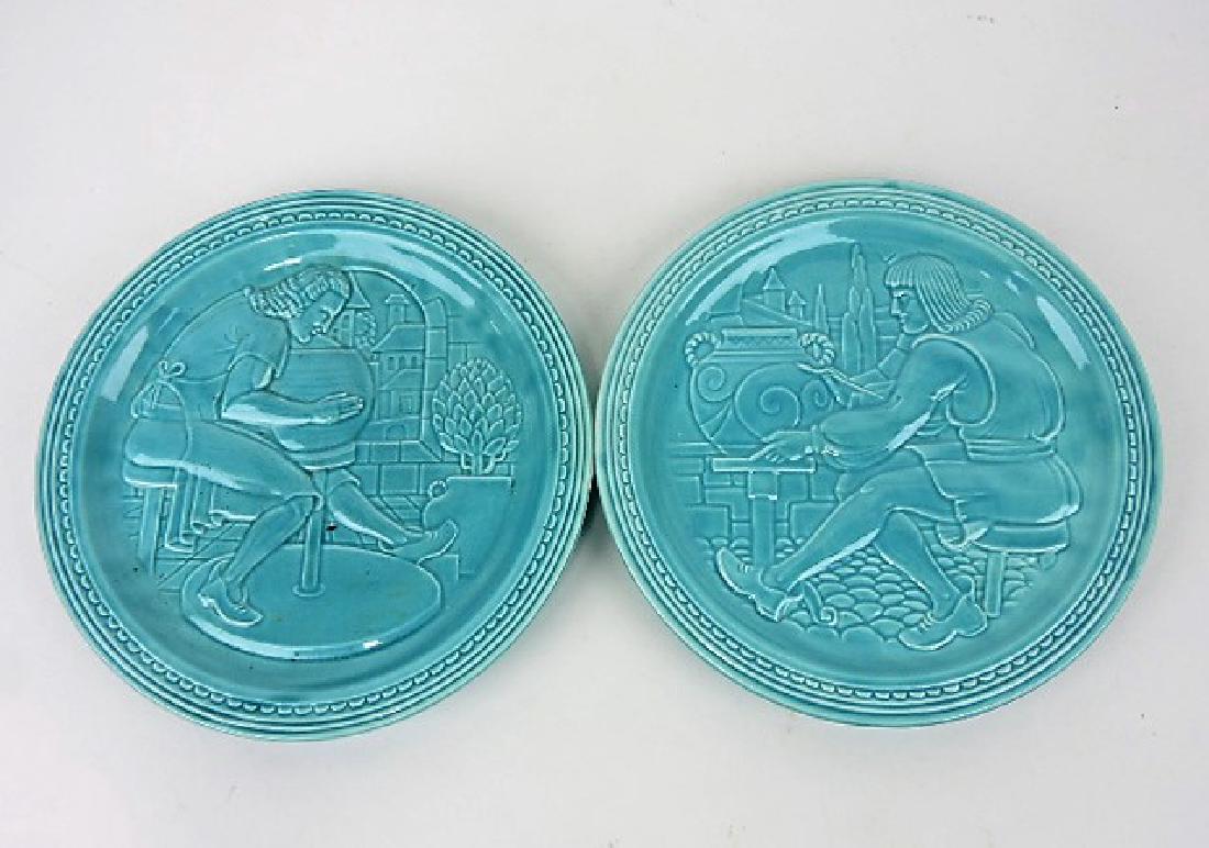 Fiesta World's Fair pair of potter plates,: turquoise