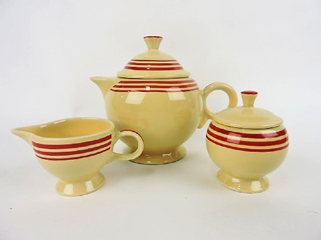 Fiesta Post 86 red stripe teapot, cream & (1 of 1)