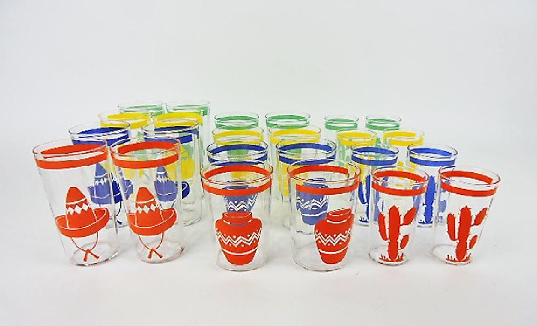 Fiesta Mexican glass go along tumbler: set with 2 each in all 3 sizes, 24 pieces