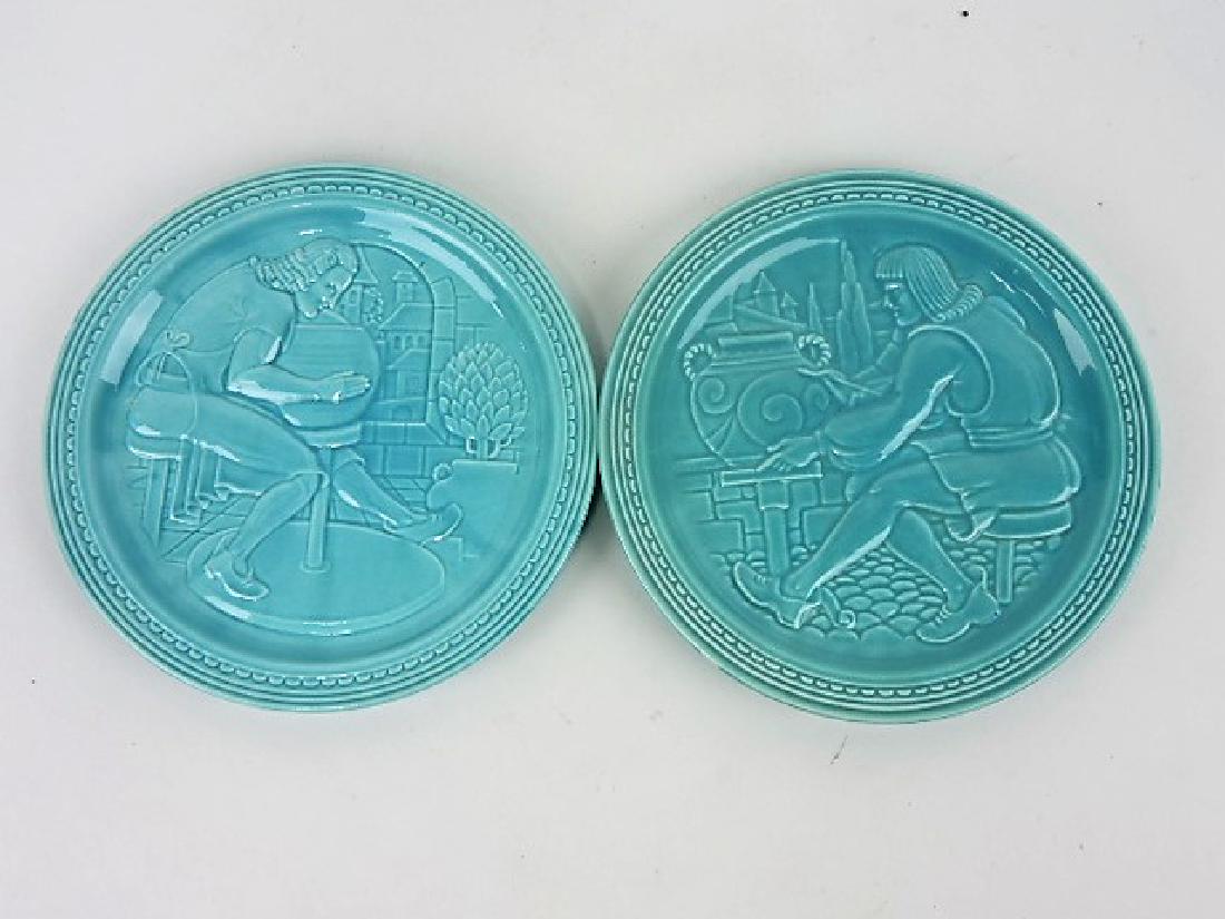 Fiesta pair of World's Fair potter: plates, turquoise