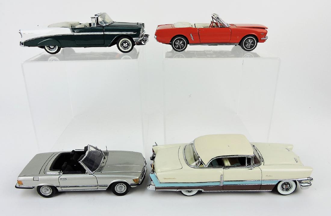 Franklin & Danbury Mint lot of 14: Precision cars; 2 - Mercedes 450 SL, 1956 Packard, 1956 BelAir, 1964 1/2 Mustang, 1960 Thunderbird, 1957 Bonneville, 1955 BelAir, 1957 Fairlane, 1949 Buick, 1965 Thunderbird, 1958 Edsel Citation, 1992