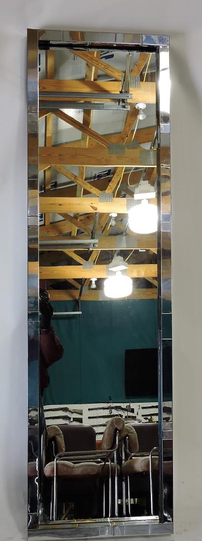 Paul Evans cityscape wall dressing: mirror, signed, 70"x20", missing 2 pieces of chrome