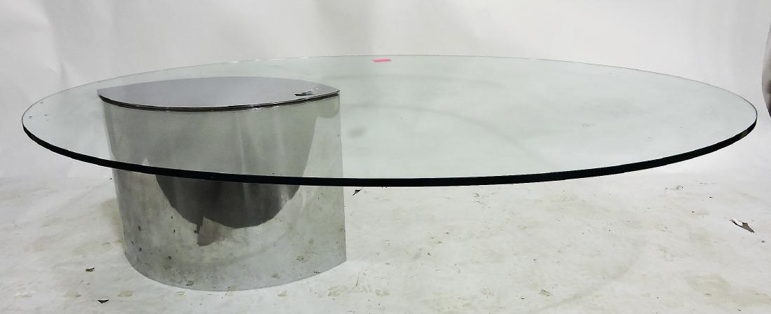 Mid Century Modern Gavina: Lunario cantilever coffee table designed by Cini Boeri, Italy, chrome steel base with glass top, 59"x43"