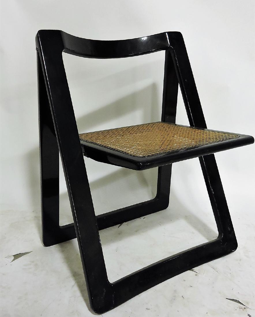 Mid Century Modern black ebony: cane seat folding chair