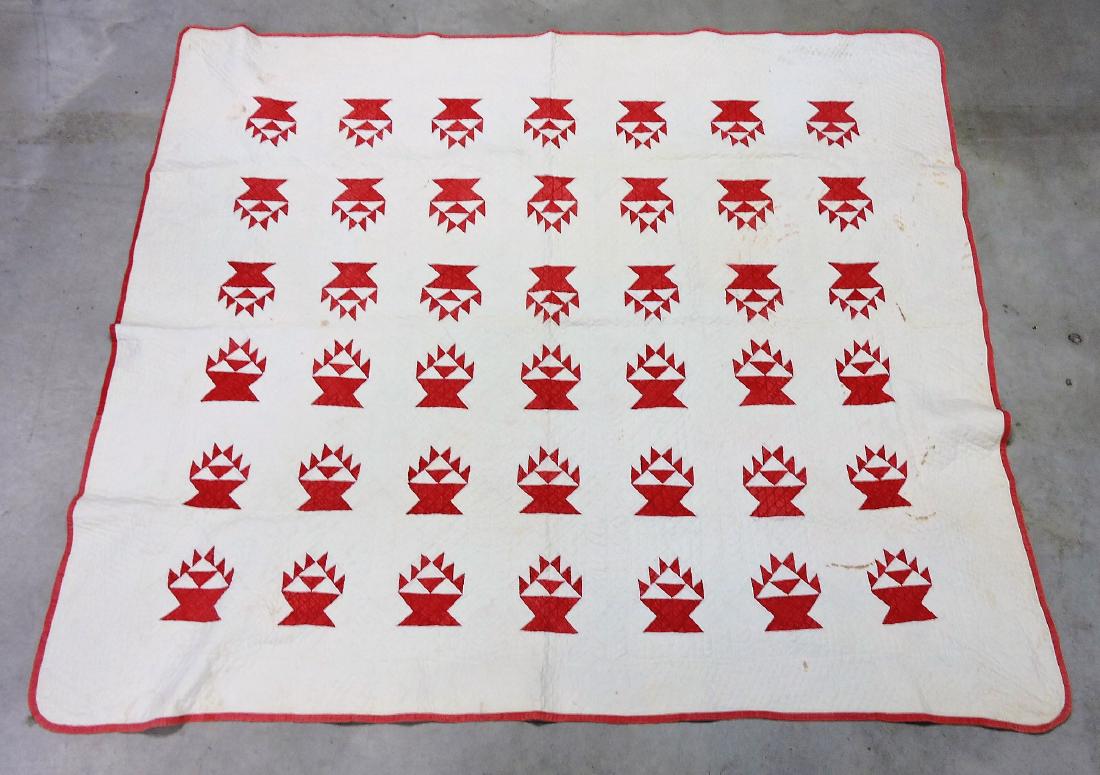 "Cake Stand" quilt circa 1880,: 64"x74, hand pieced, hand quilted, some stains