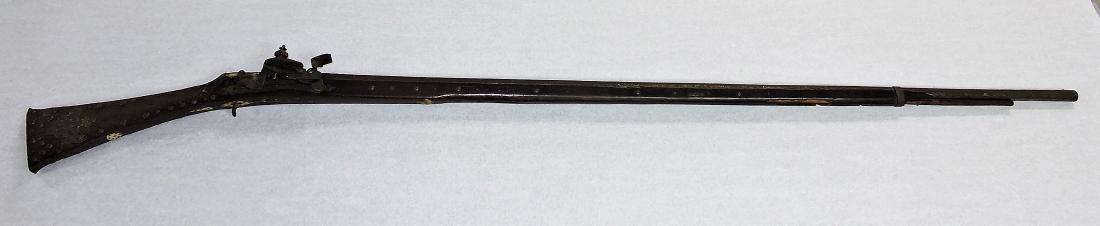 Middle Eastern early flint lock: rifle with bone inlay, 65"