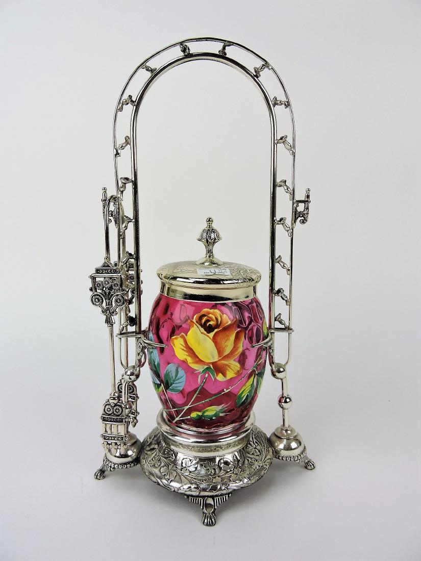 Cranberry floral enamel pickle (1 of 3)