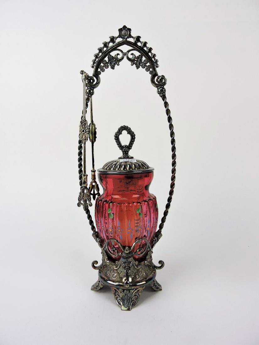 Cranberry floral enamel pickle (1 of 1)