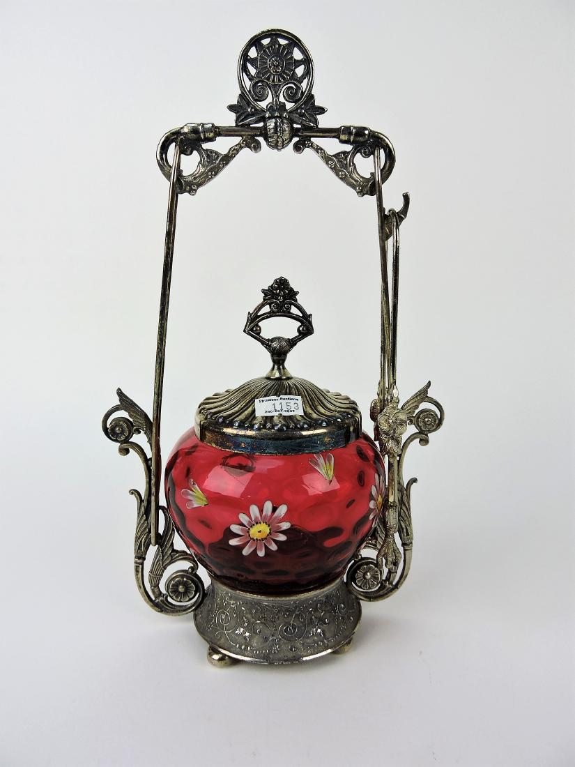 Cranberry floral enamel pickle (1 of 1)