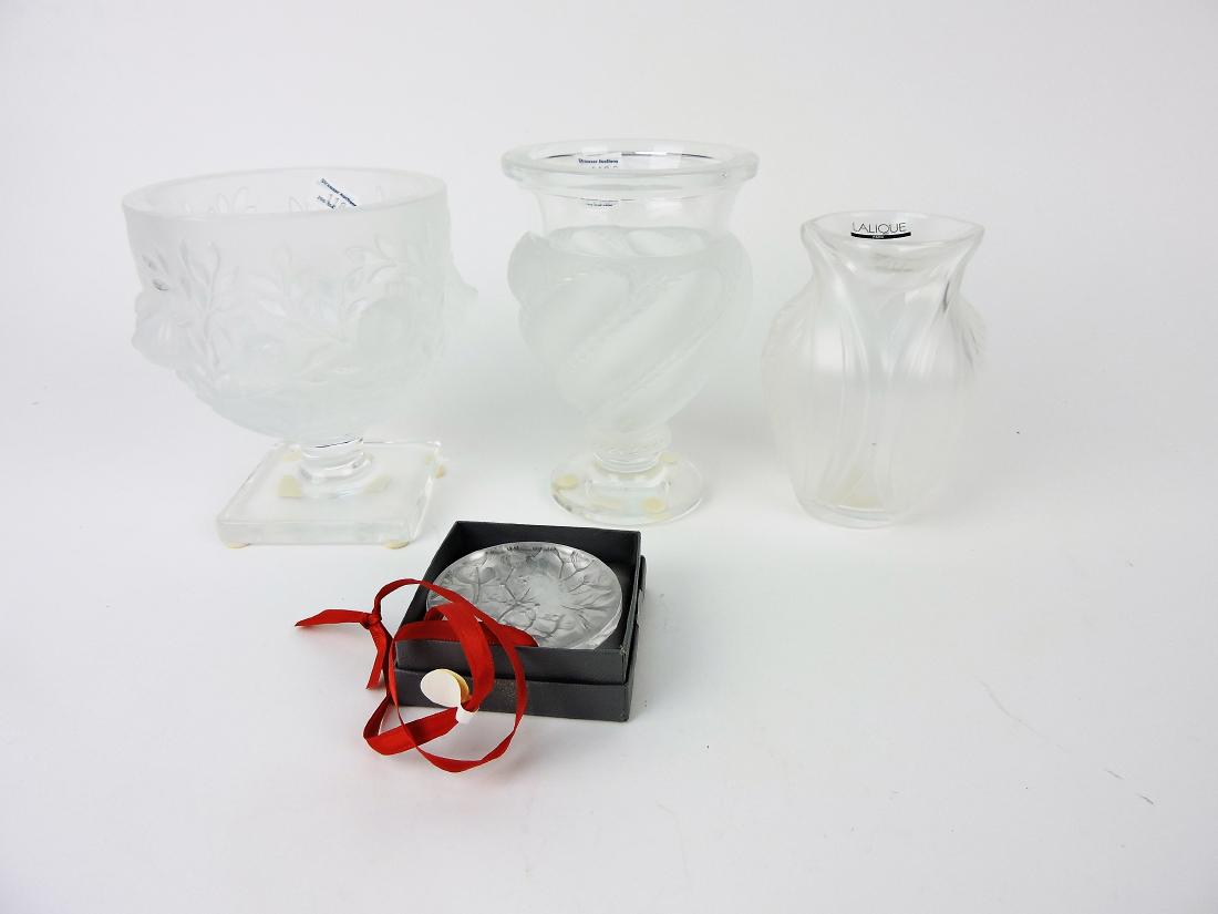 Lalique lot of 3 vases, 5" to 6", (1 of 1)