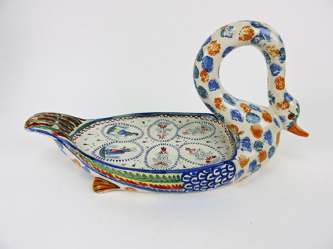 Quimper Faience swan egg server, (1 of 1)