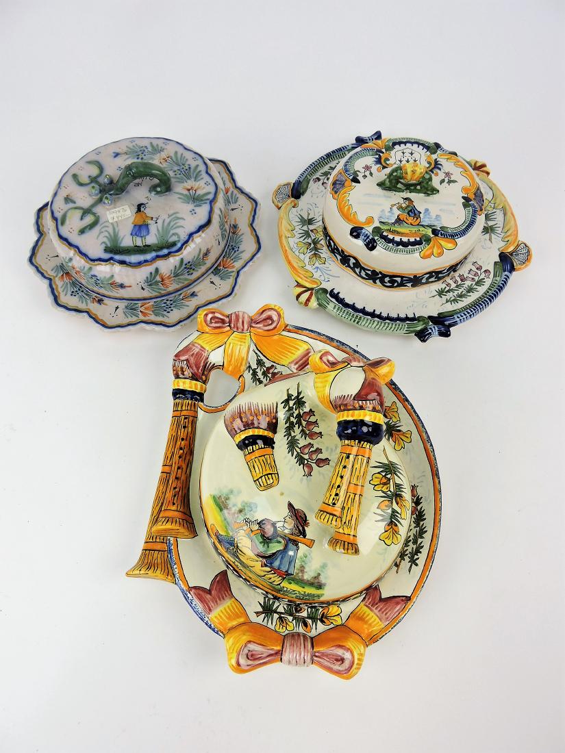 Quimper Faience lot of 3 butter: dishes