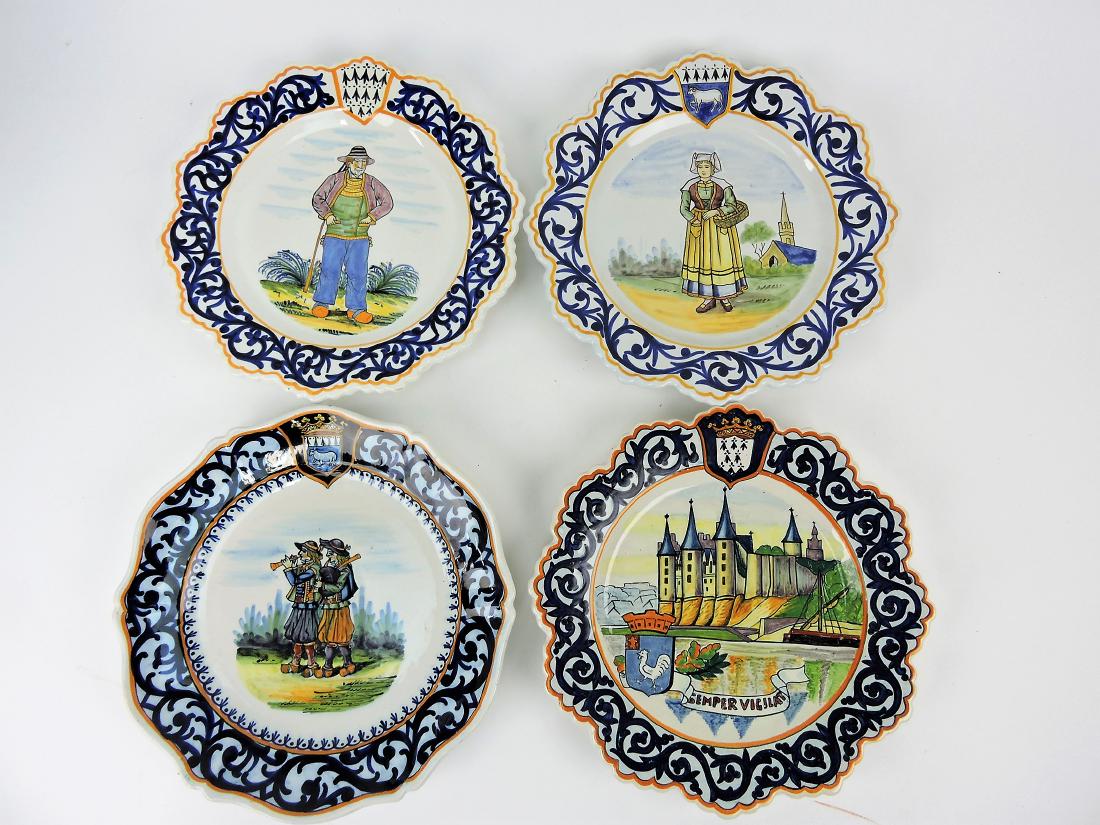 Quimper Faience lot of 4 plates,: 10 1/4"