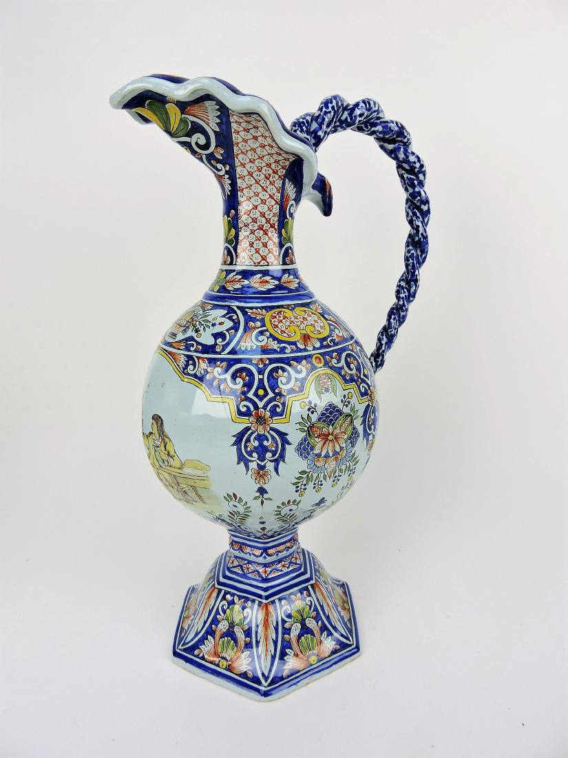 Faience large ewer with original: paper label, 16"