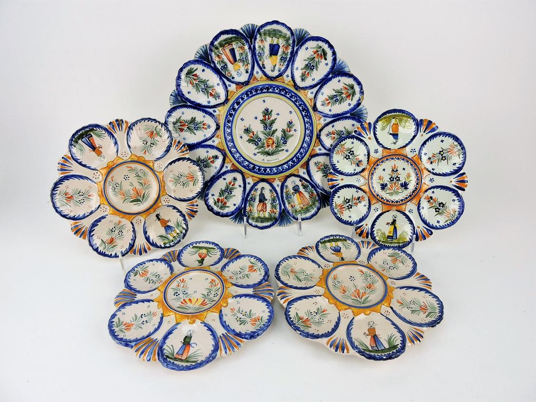 Quimper 5 piece oyster service (1 of 1)