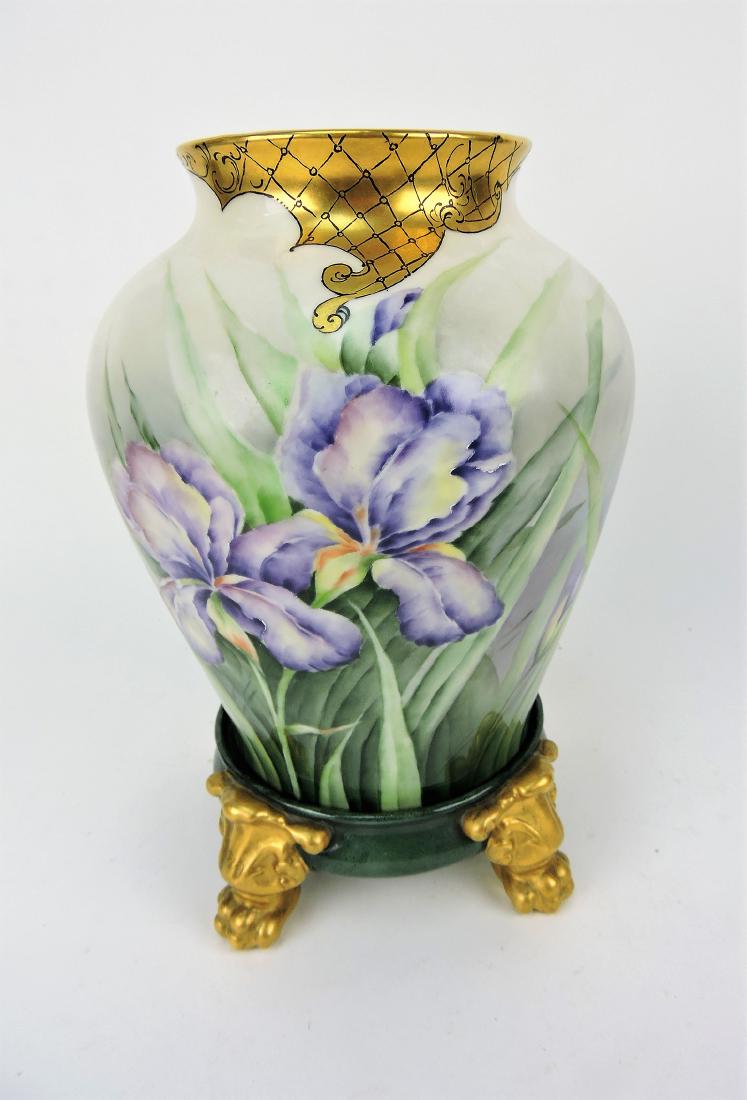 Limoges hand painted iris vase with (1 of 5)
