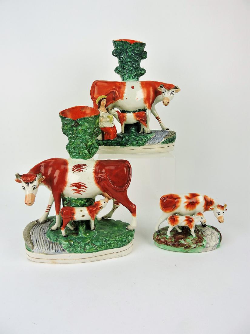 Staffordshire lot of 3 cow figurals, (1 of 1)