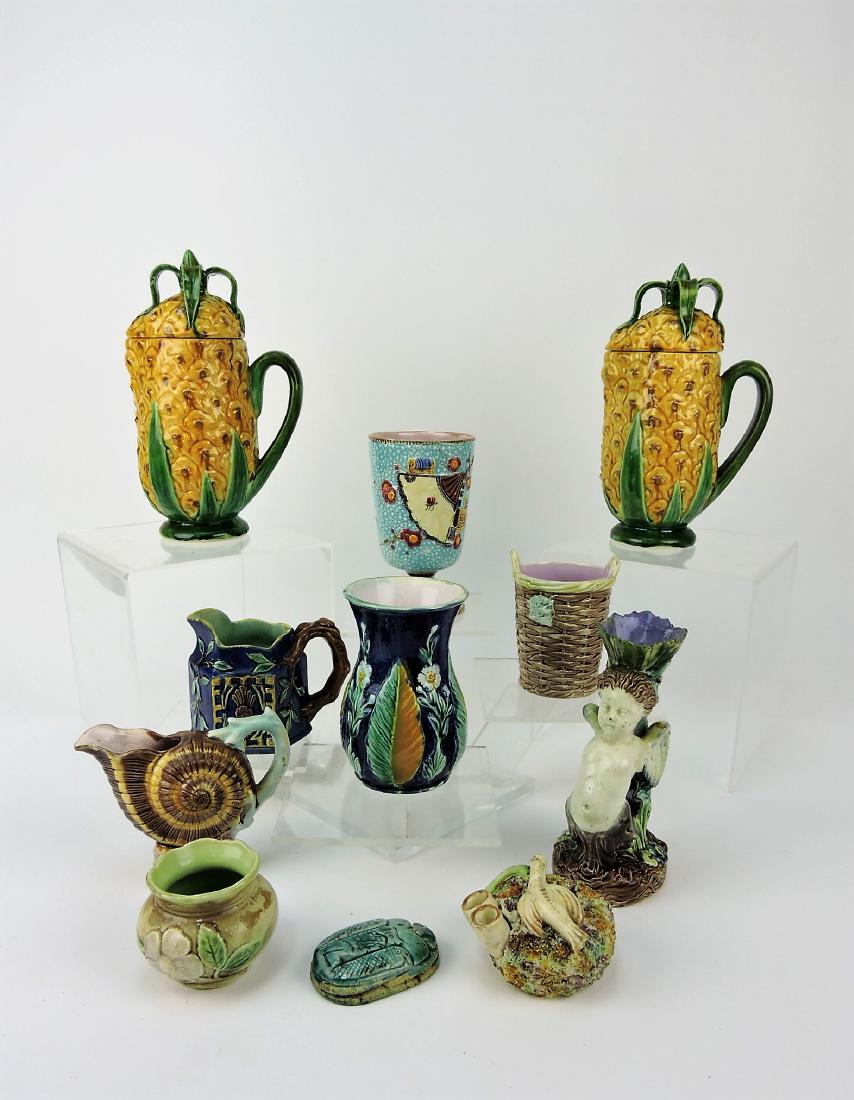 Majolica lot of 11 assorted items, (1 of 1)