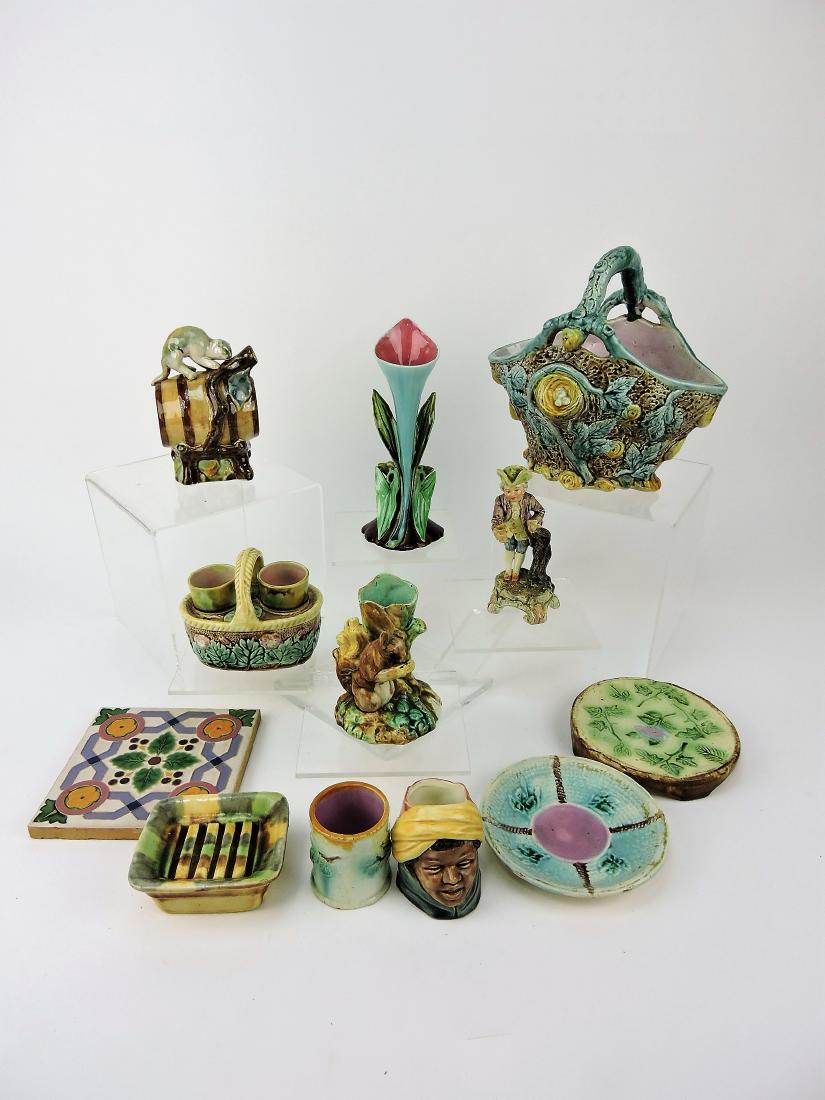 Majolica lot of 12 assorted items, (1 of 1)