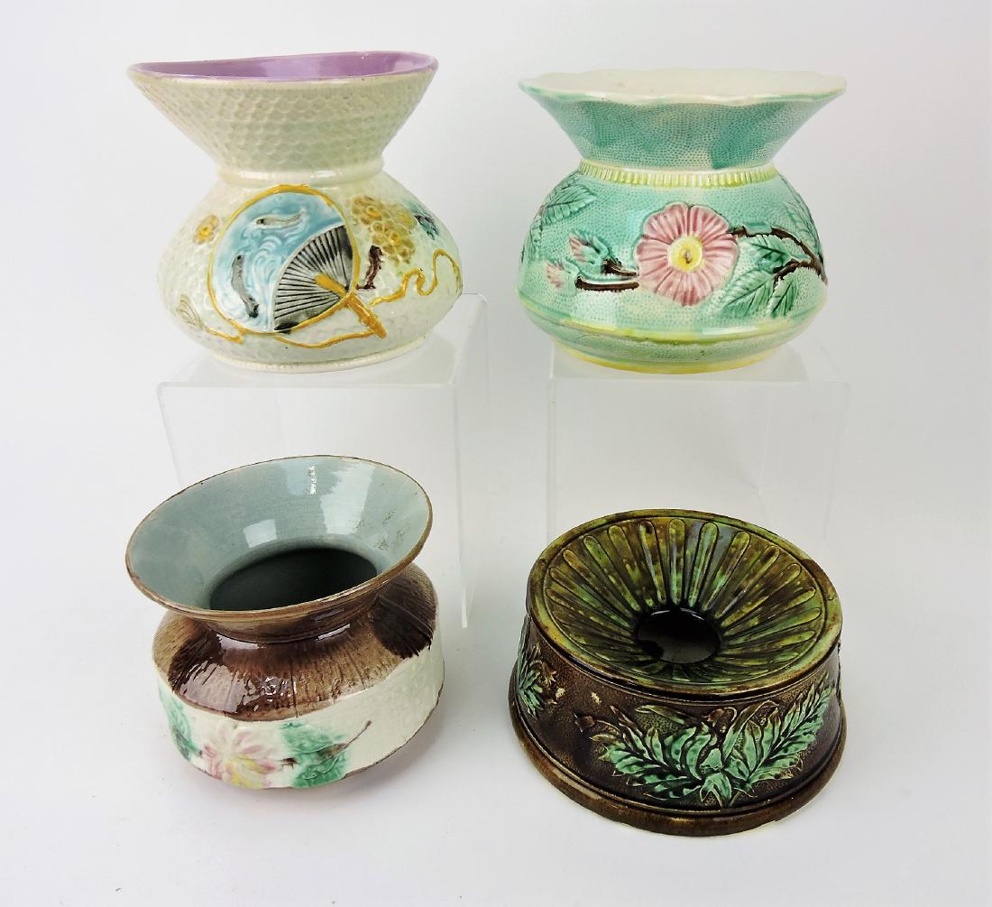 Majolica lot of 4 spittoons: Majolica lot of 4 spittoons