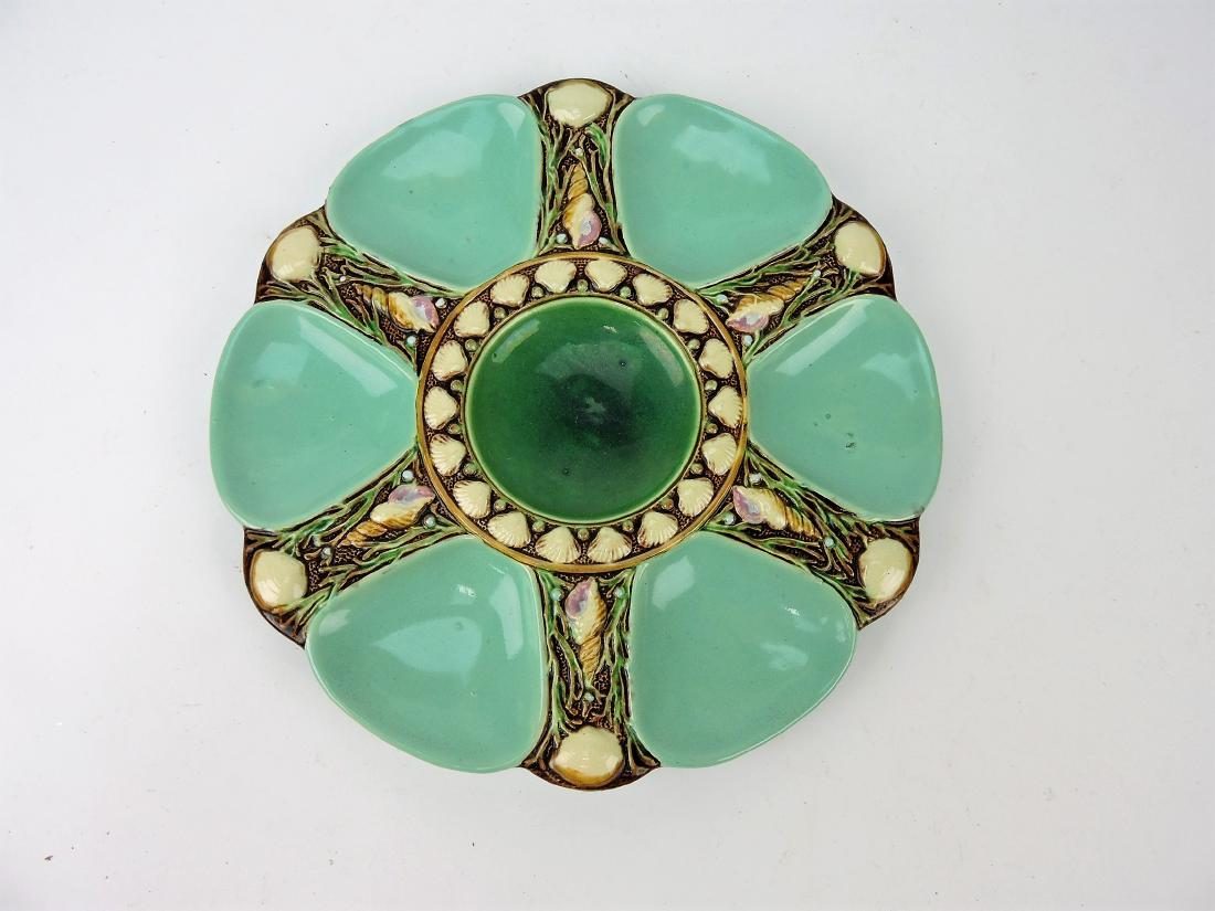 Minton Majolica sea mist green 9": 6 well oyster plate