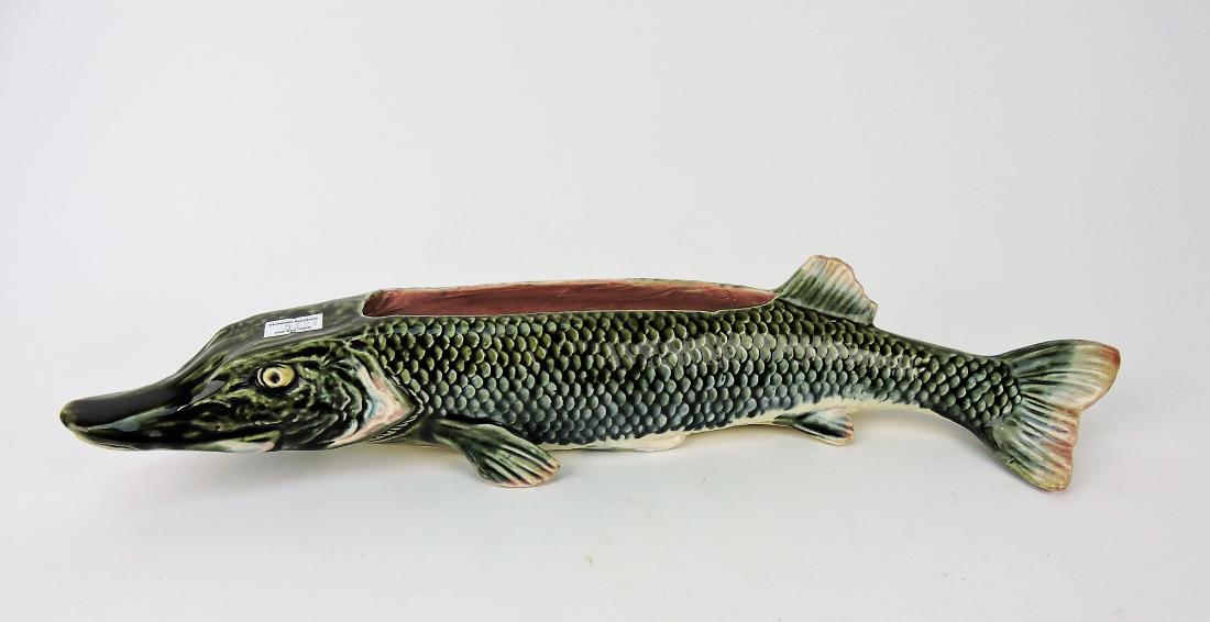 Majolica figural fish caviar server, (1 of 1)