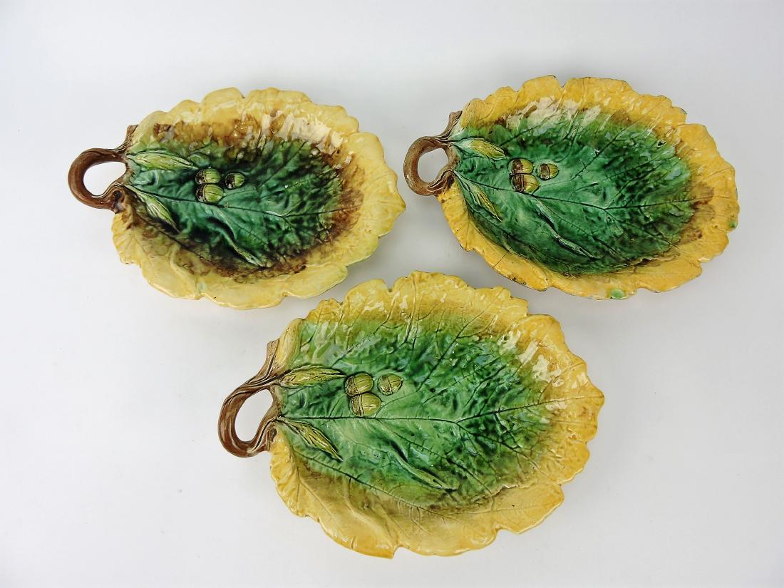 Majolica lot of 3 oak leaf trays, (1 of 1)