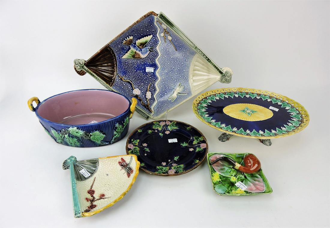 Majolica lot of 6 trays, bowl, compote, (1 of 1)