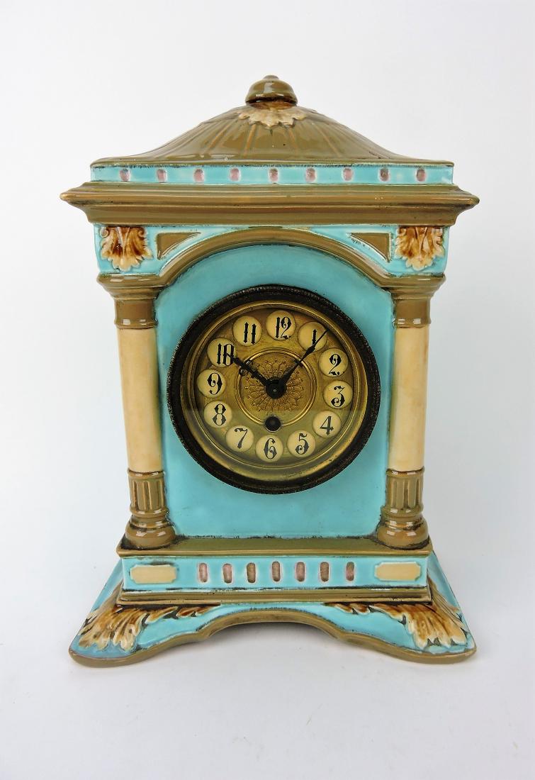 Majolica mantle clock, 13" (1 of 1)