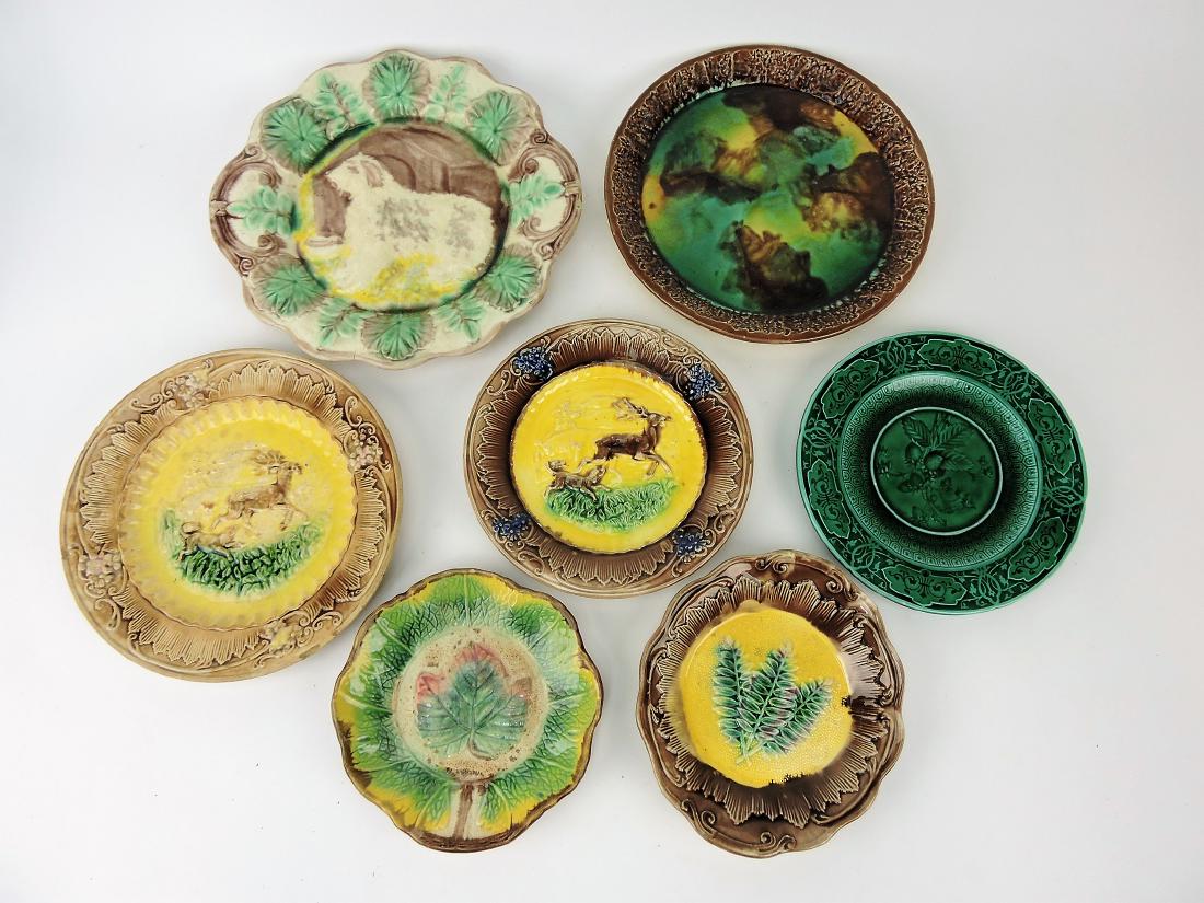 Majolica lot of 7 plates and trays, (1 of 1)