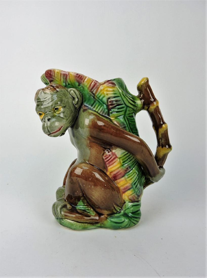 Majolica monkey figural pitcher with (1 of 1)