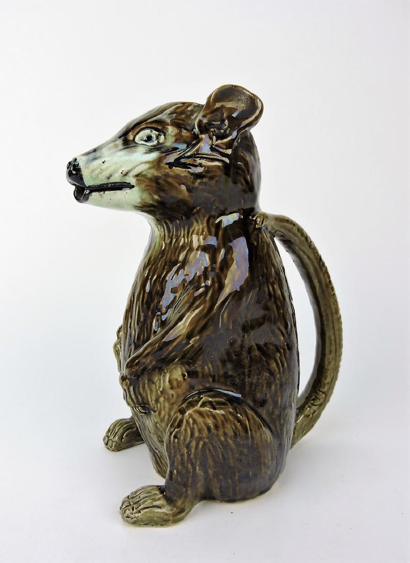 Majolica opossum figural pitcher, (1 of 1)