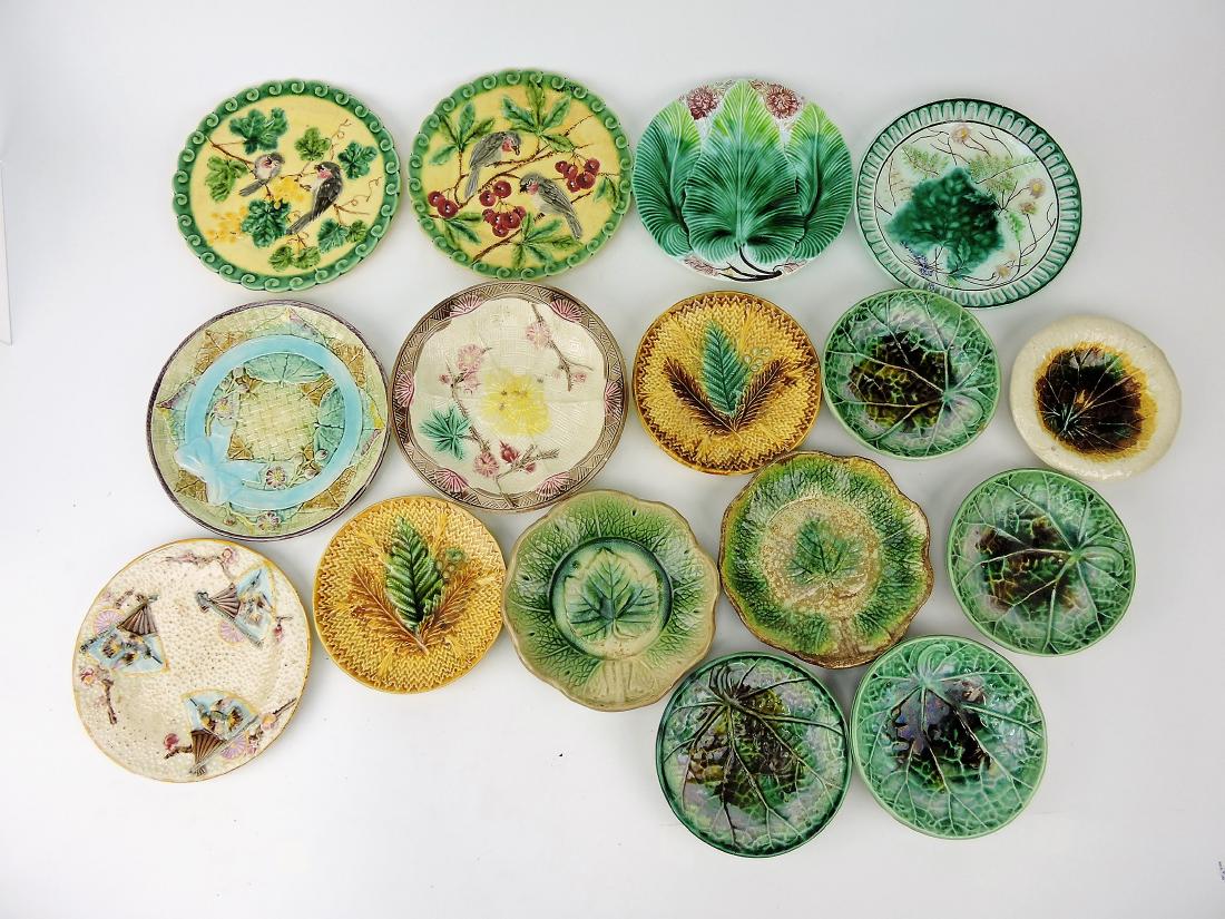 Majolica lot of 16 plates and sauce (1 of 1)