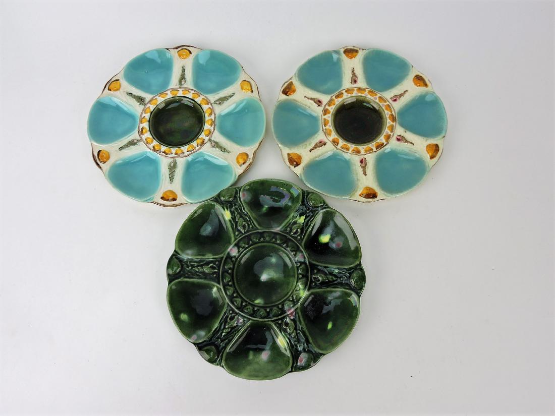 Majolica lot of 3 - 9" oyster plates (1 of 1)