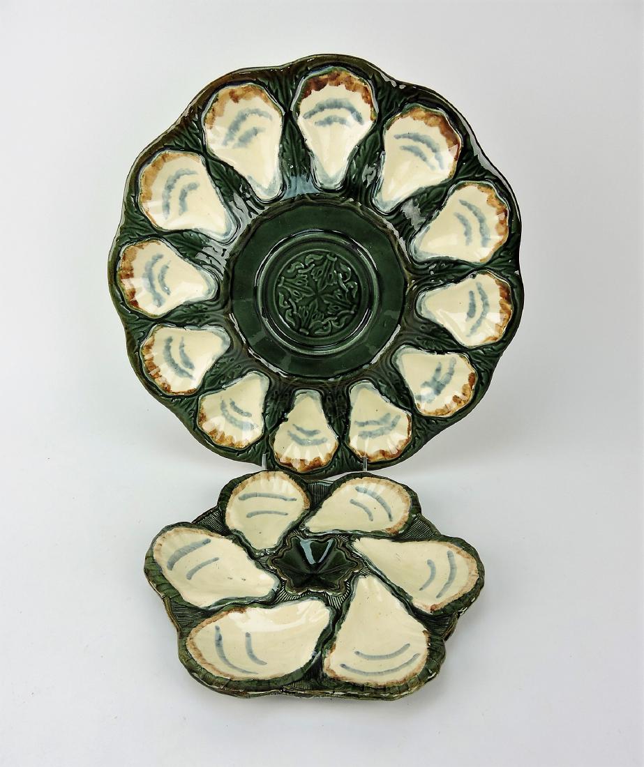 Longchamp Majolica 14" serving platter: (nick) and matching 10" plate