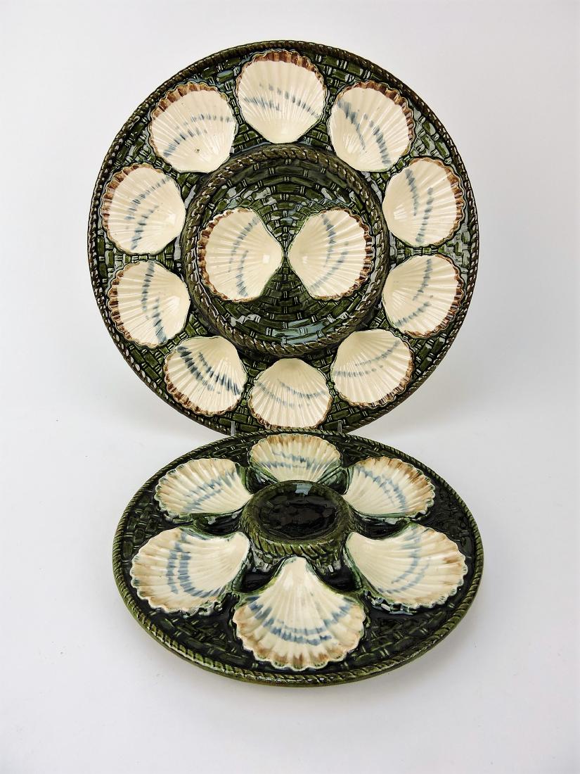 Longchamp Majolica 13" oyster platter: and matching 9 1/2" plate