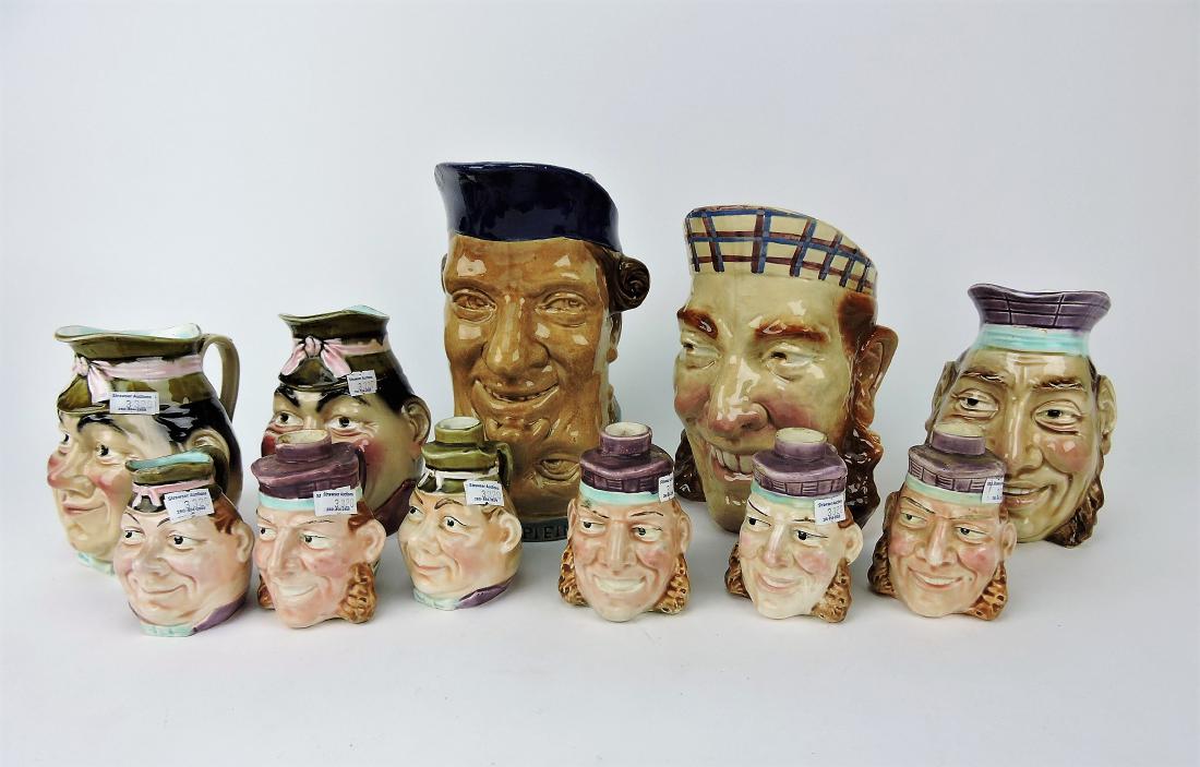 Majolica lot of 11 face jugs and (1 of 1)