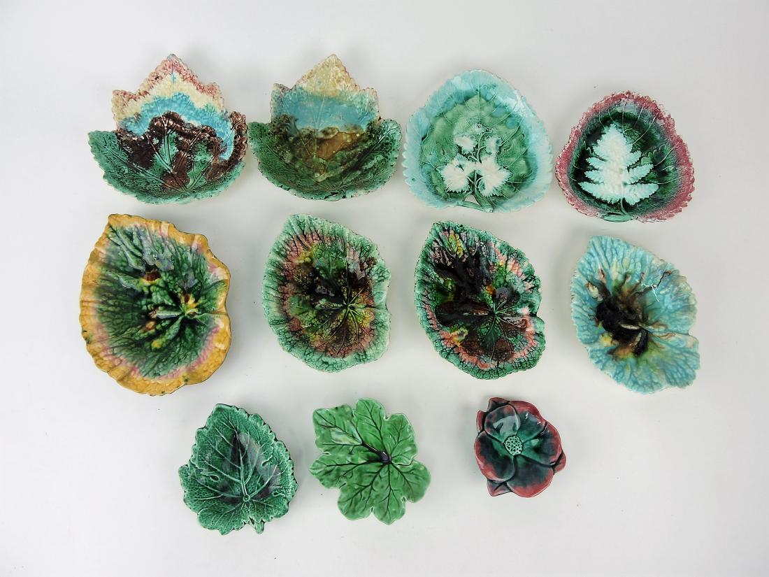 Majolica lot of 10 leaf trays, various (1 of 1)