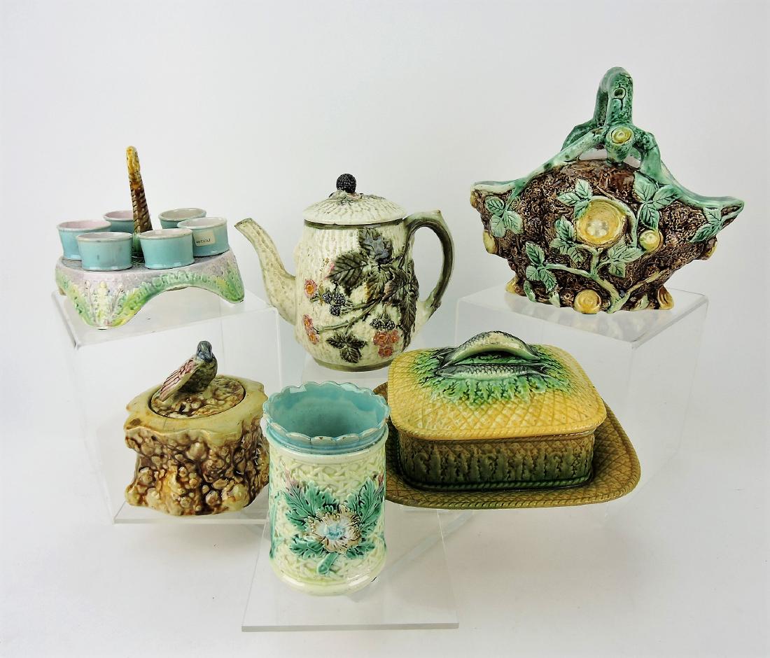 Majolica lot of 6 assorted pieces; (1 of 1)
