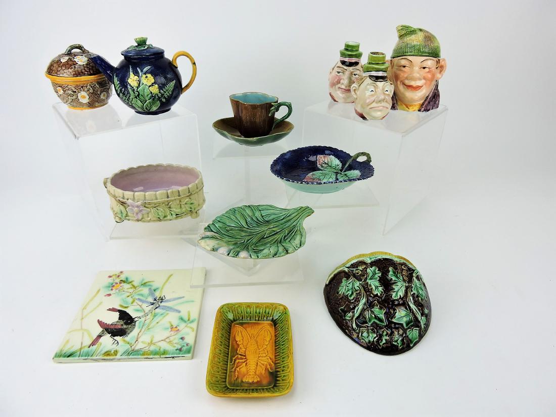 Majolica lot of  12 assorted pieces, (1 of 1)